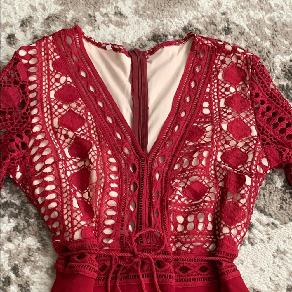 Red lace flowy dress (NWOT) - Picture 2 of 5